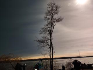 Immediately after the eclipse, we could see half the sky still in the Moon's shadow and half the sky returning to normal