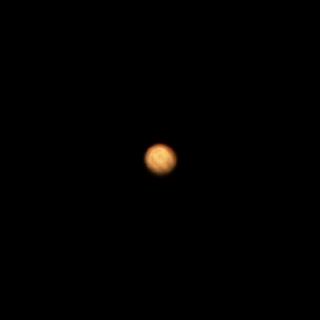 Jupiter, with my first attempt at using post-processing software. It's a big blurry blob, but now with BARELY VISIBLE STRIPES