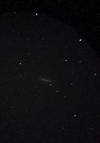 A picture of the galaxy M82, taken using my smartphone. It's much noisier and grainier than the DSLR.